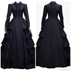 Elegant Black Tiered Gothic Dress